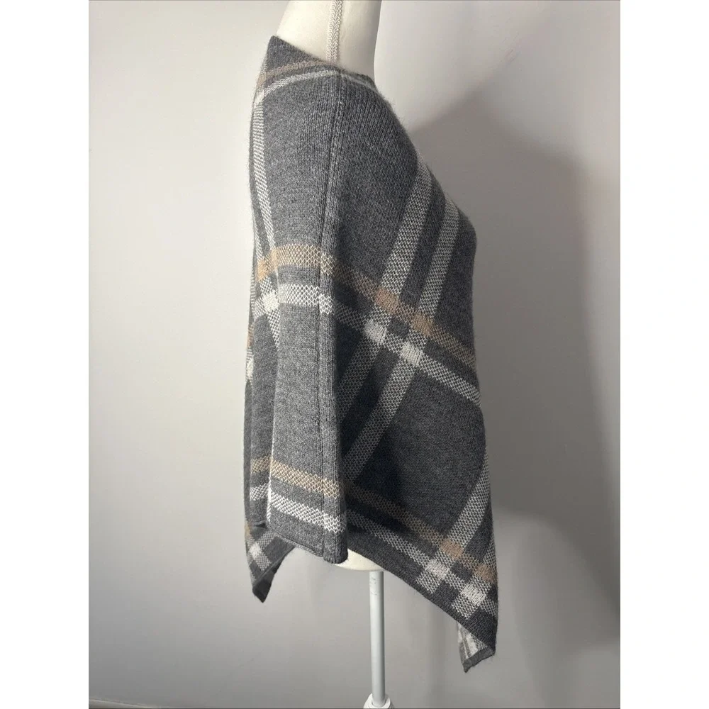 Nardi & Tagliaferri Wool Blend Wrap Shawl Gray Plaid Made In Italy One Size